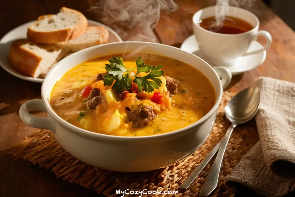 Cheesy Hamburger Potato Soup