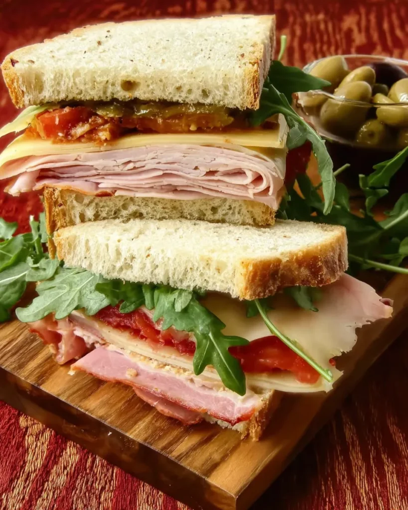 Ploughman’s Sandwich on a Rustic Wooden Board