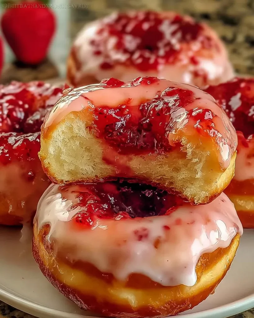 Strawberry Cheesecake Stuffed Donuts - A Delicious Treat