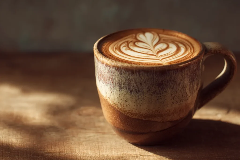 Homemade hot coffee shop drink with foam